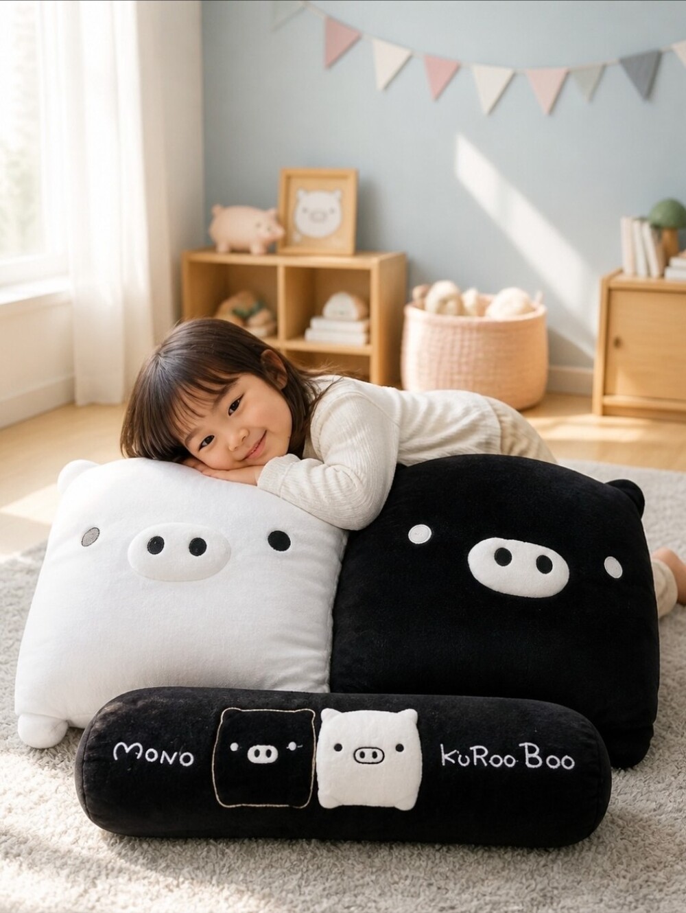 Monokuroo Boo Set Of 3 Black And White Cushions Rare Hard To Find